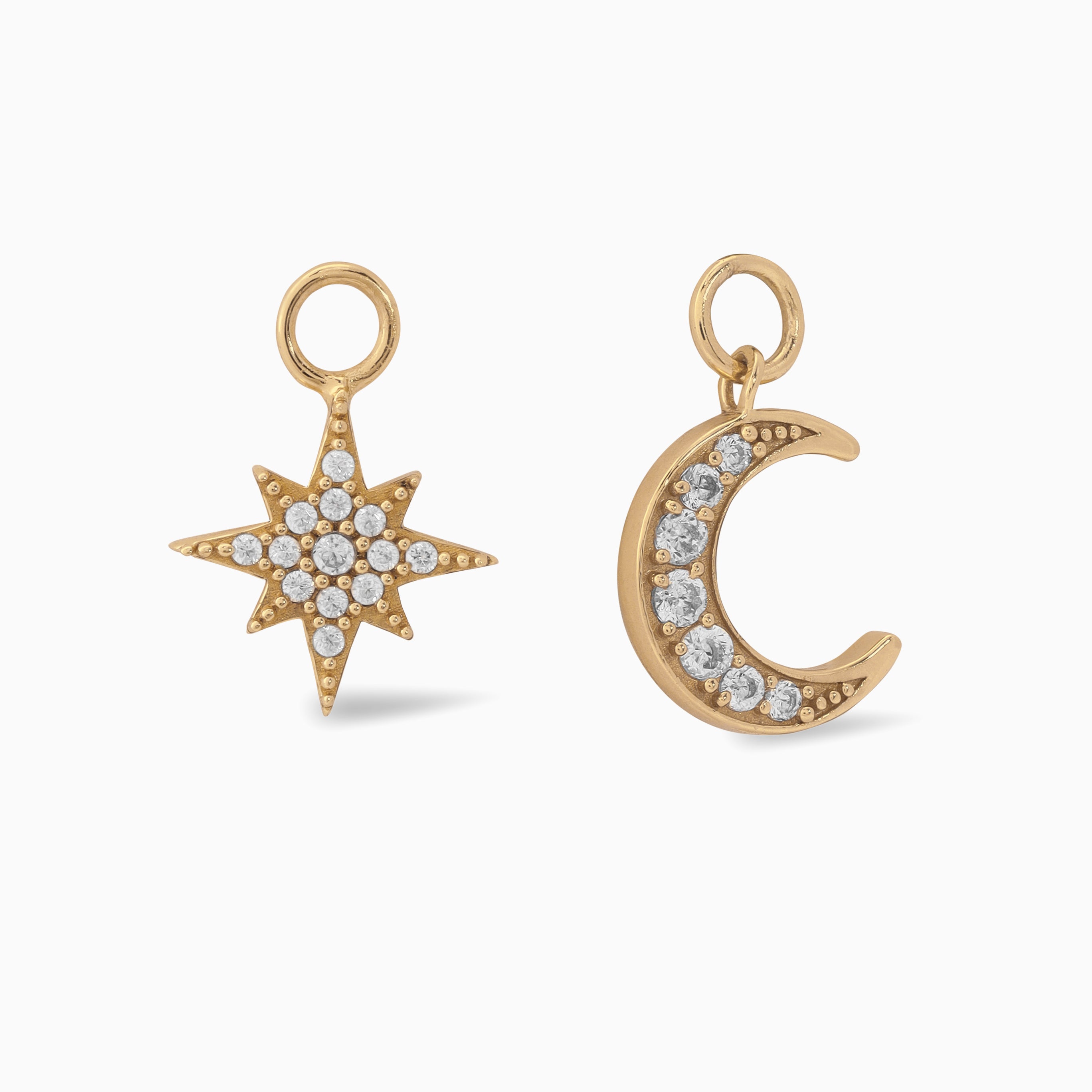 #charms_Pave Hoops + Star and moon