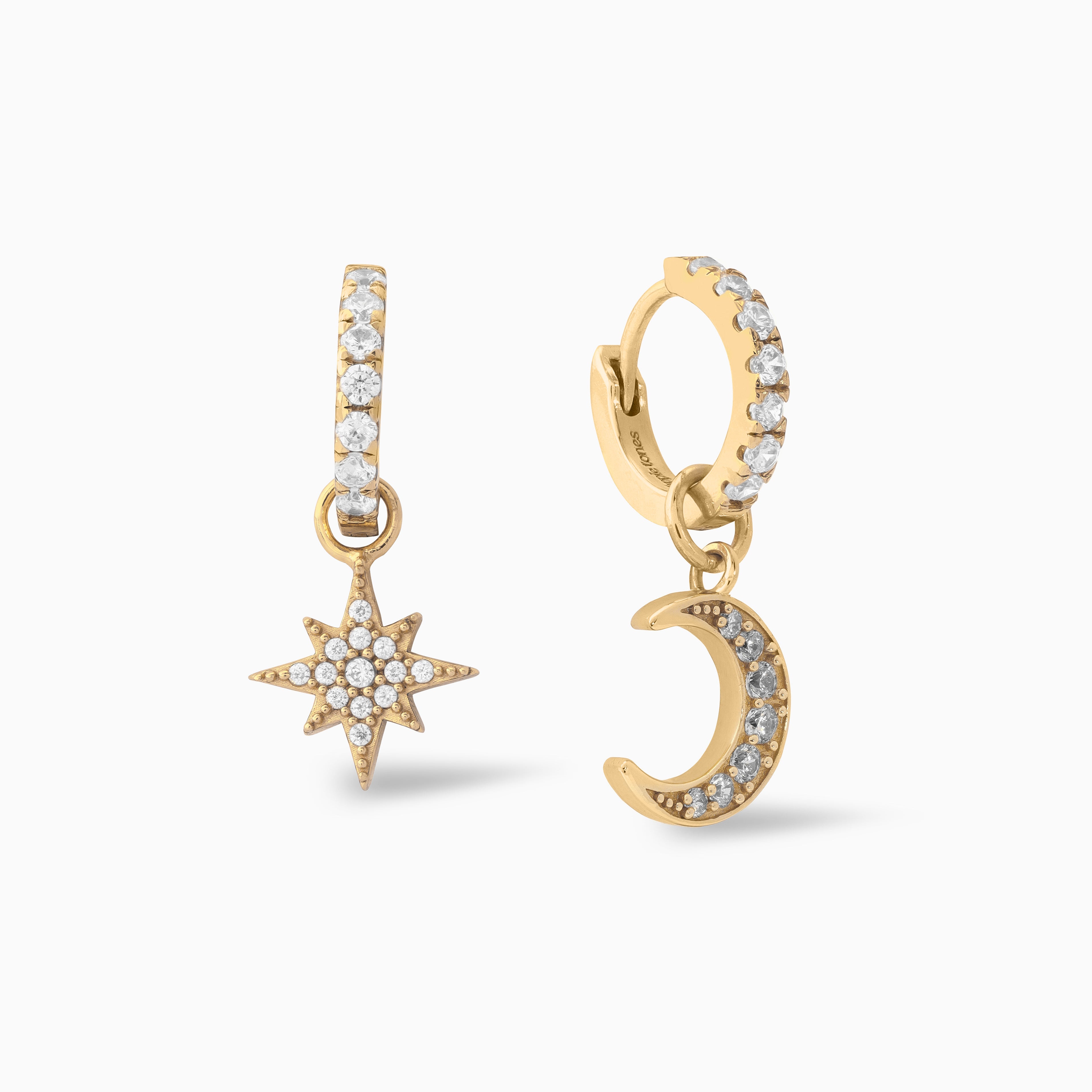 #charms_Pave Hoops + Star and moon