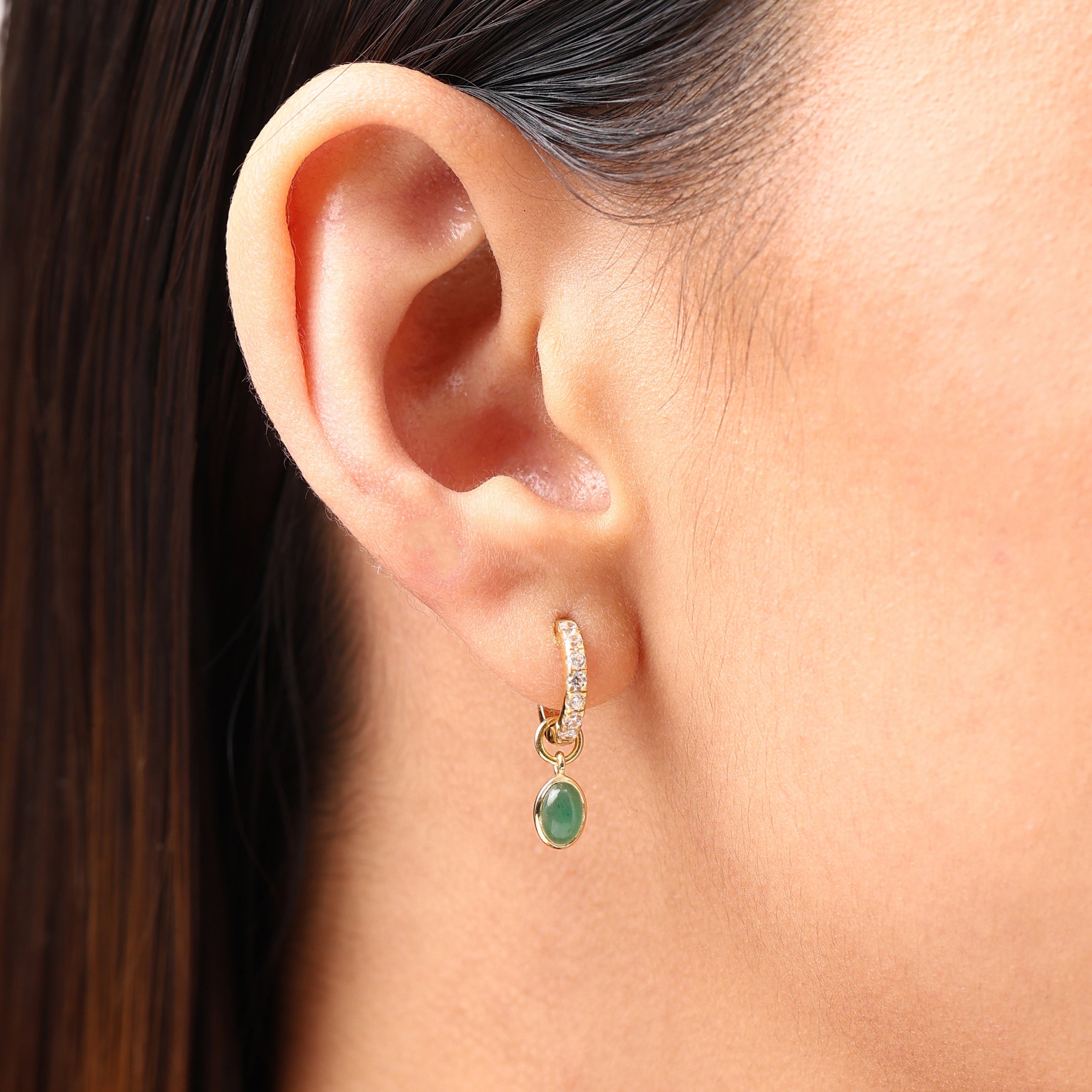 #charms_Pave Hoops + Aventurine