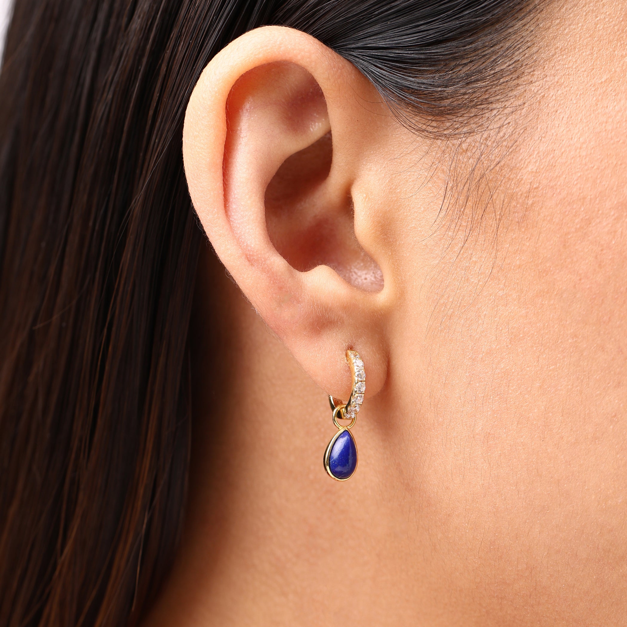 #charms_Pave Hoops + Lapis Lazuli