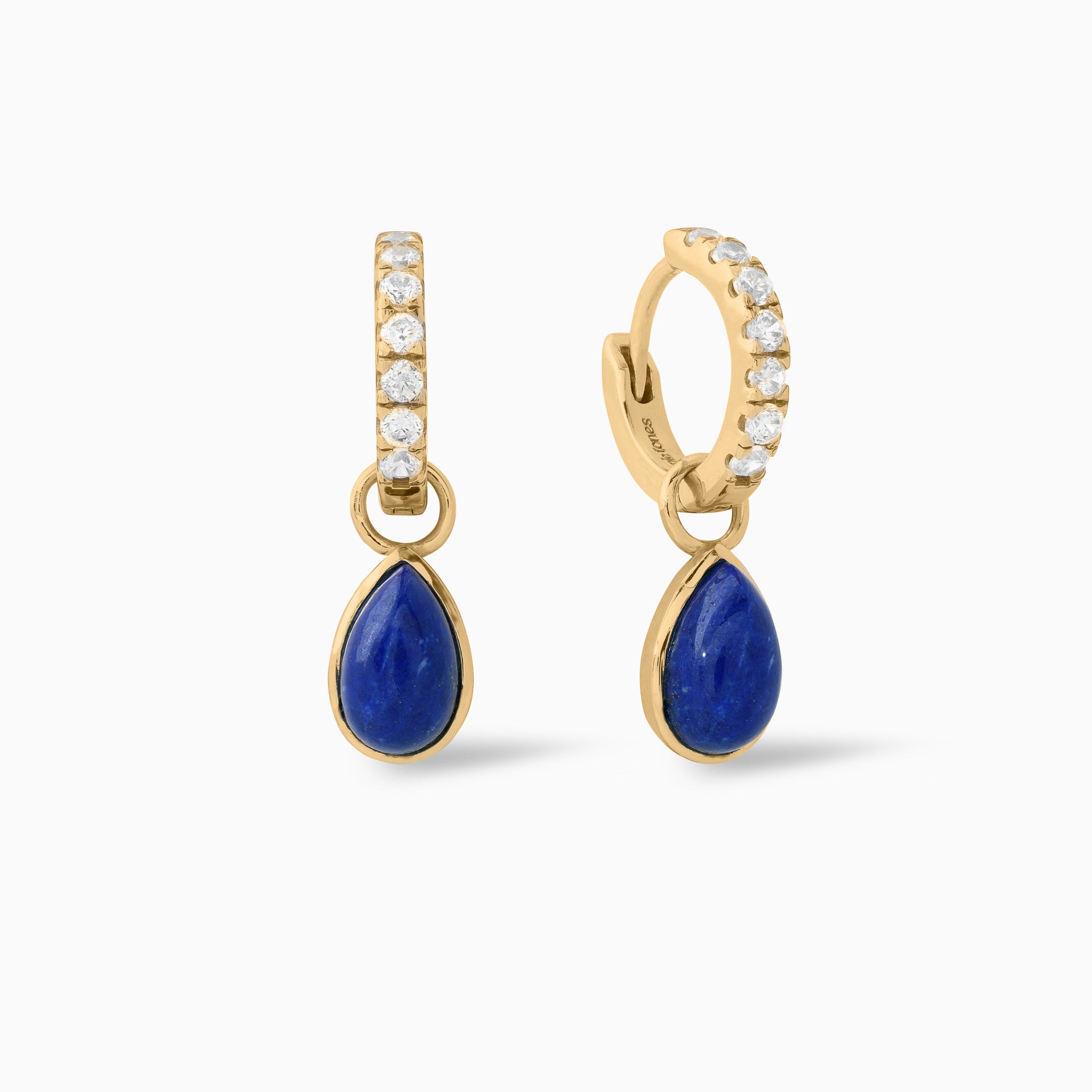 Ivy Pave Huggie Hoops - Lapis Lazuli