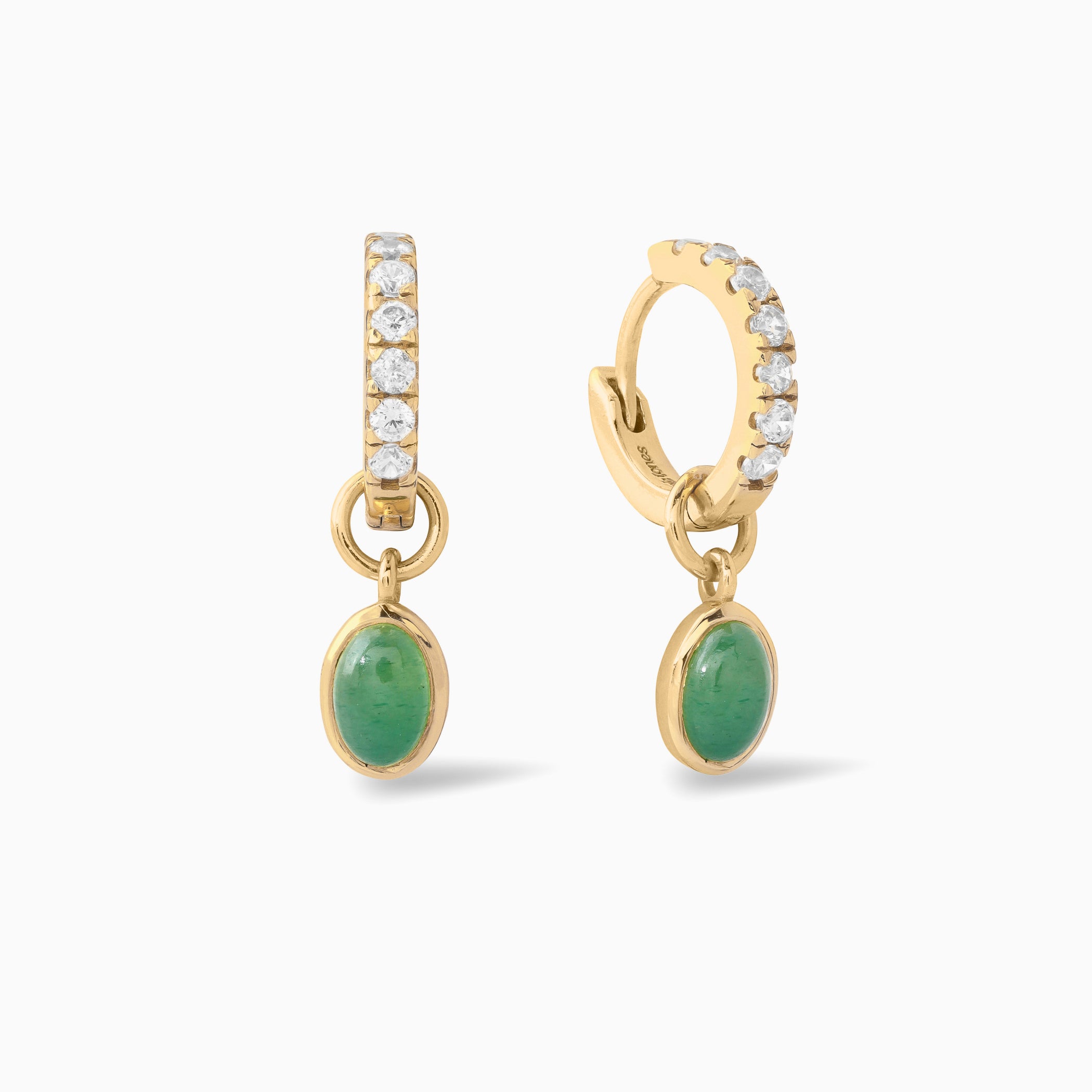 Zoey Pave Huggie Hoops - Aventurine