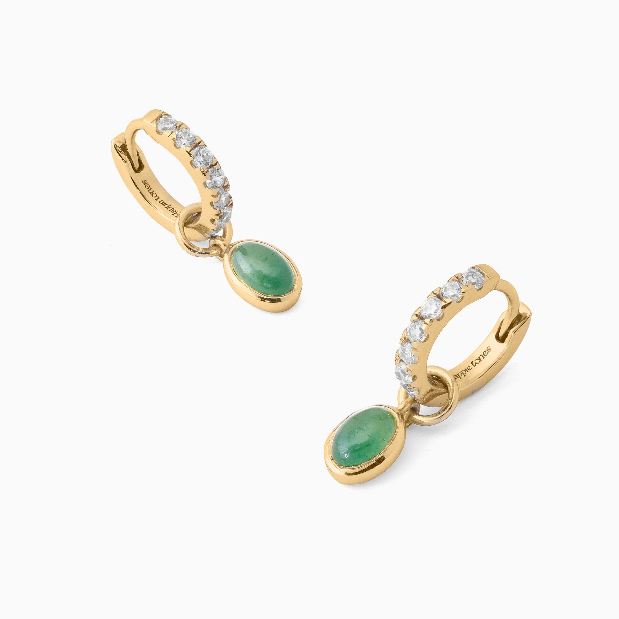 Zoey Pave Huggie Hoops - Aventurine