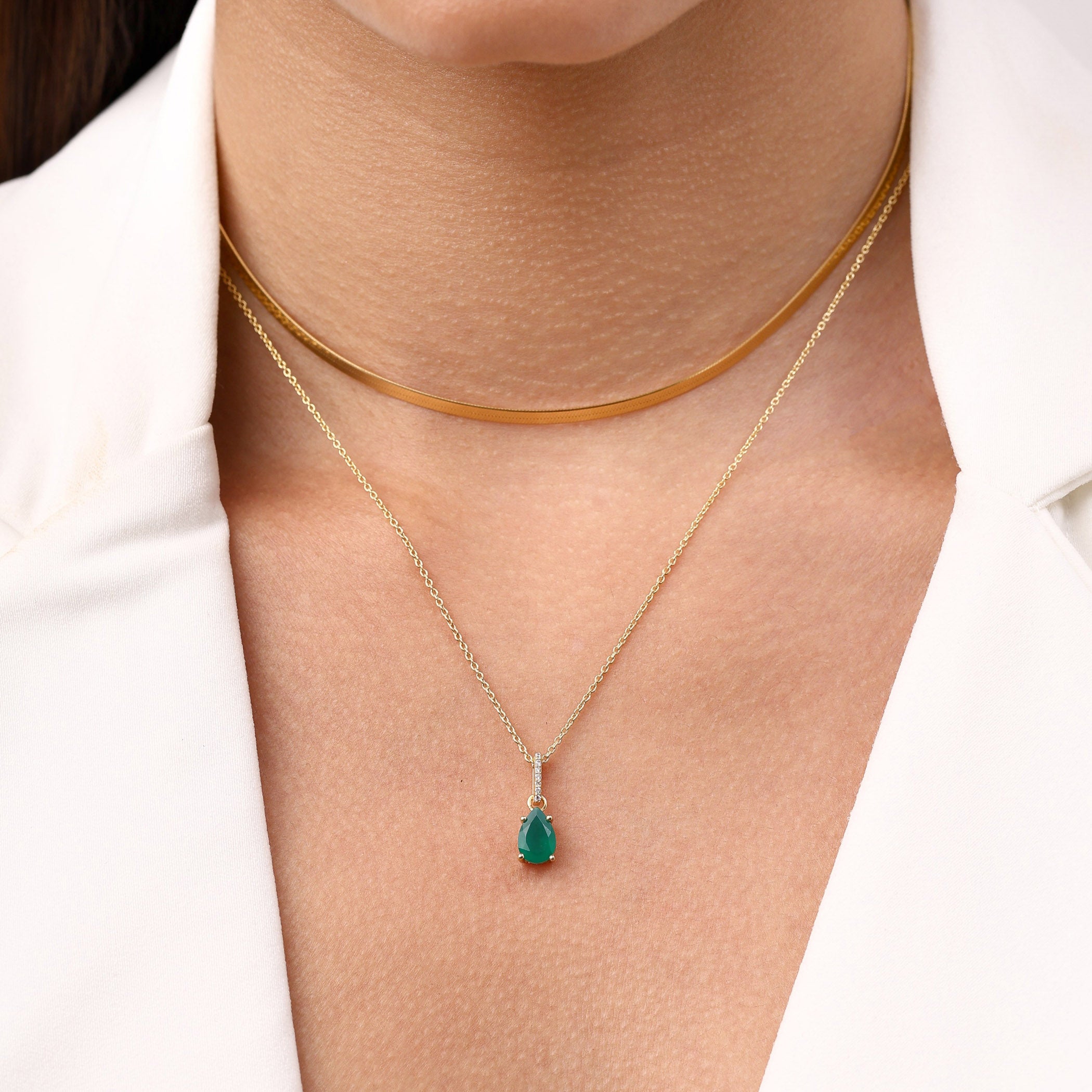 Serena Necklace & Luxe Nova Chain - May Birthstone