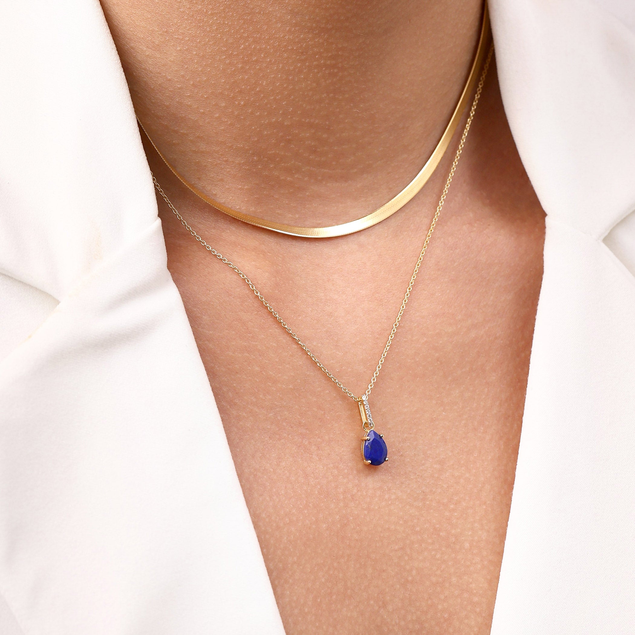 Serena Necklace & Luxe Nova Chain - September Birthstone