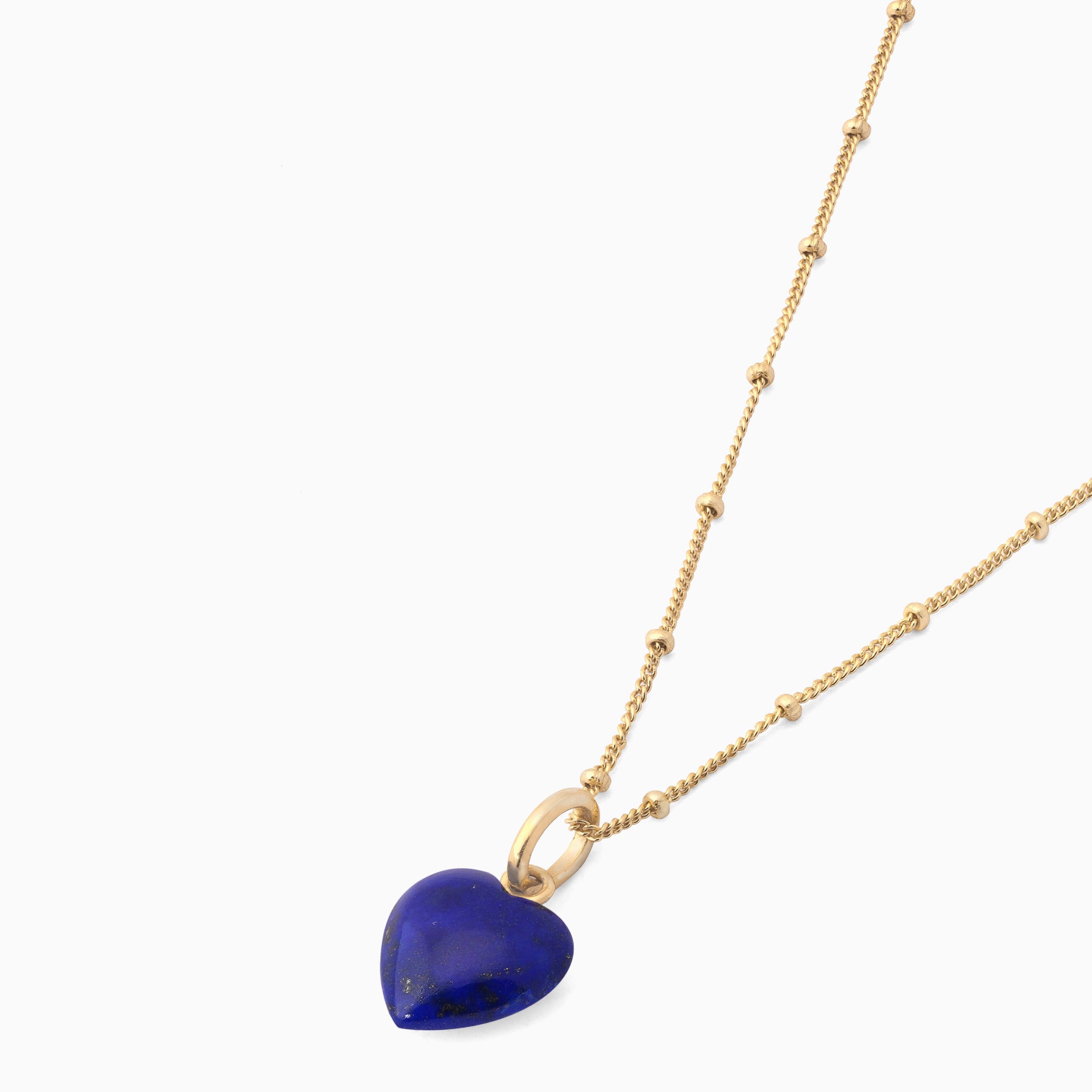 Lapis Lazuli - Personalised Initial & Heart Necklace (September Birthstone)