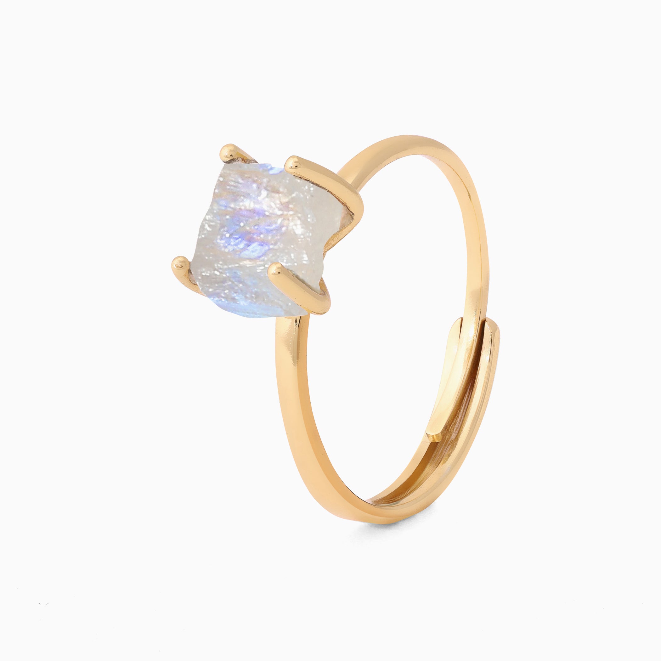 Raw Rainbow Moonstone Ring Luna - June Birthstone