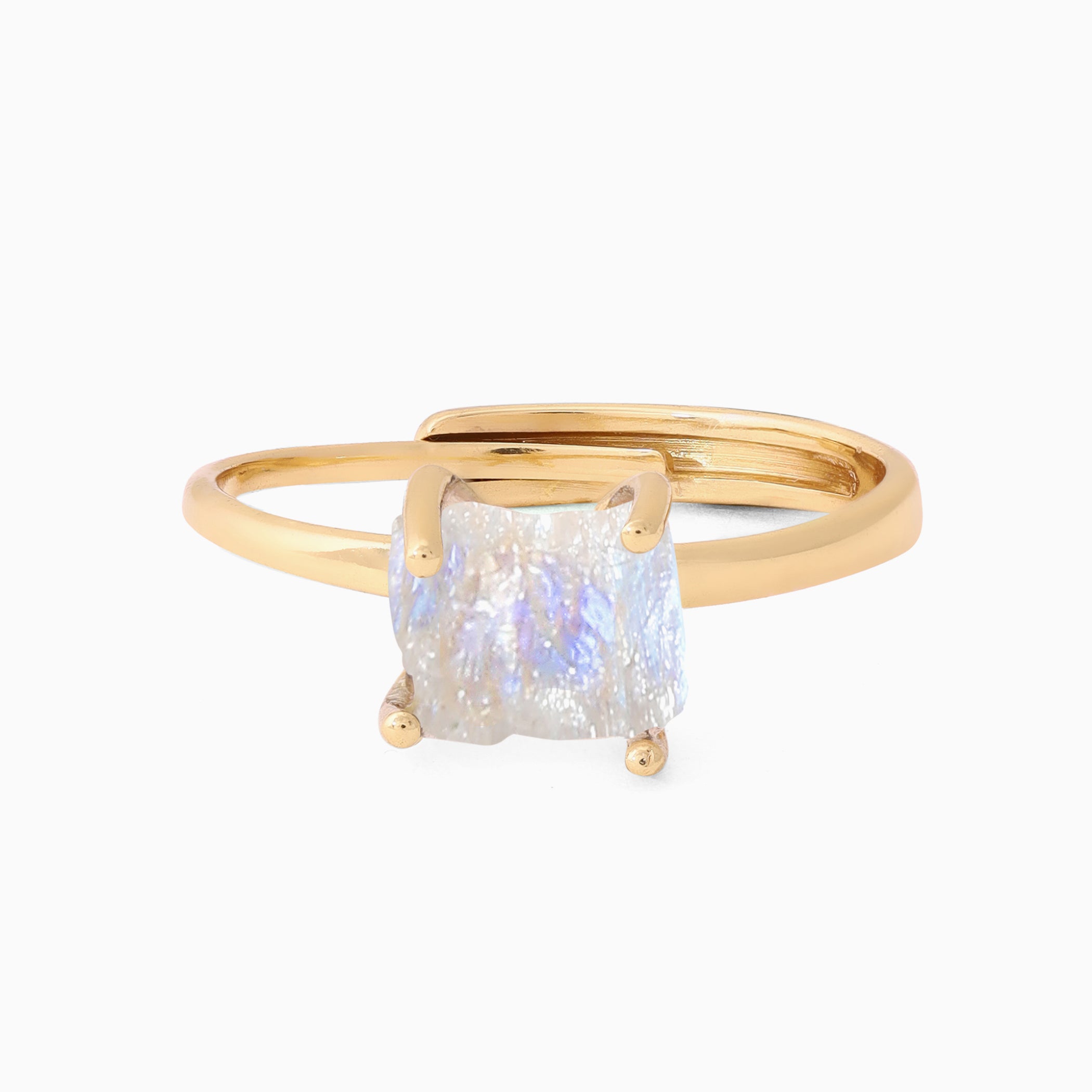 Raw Rainbow Moonstone Ring Luna - June Birthstone