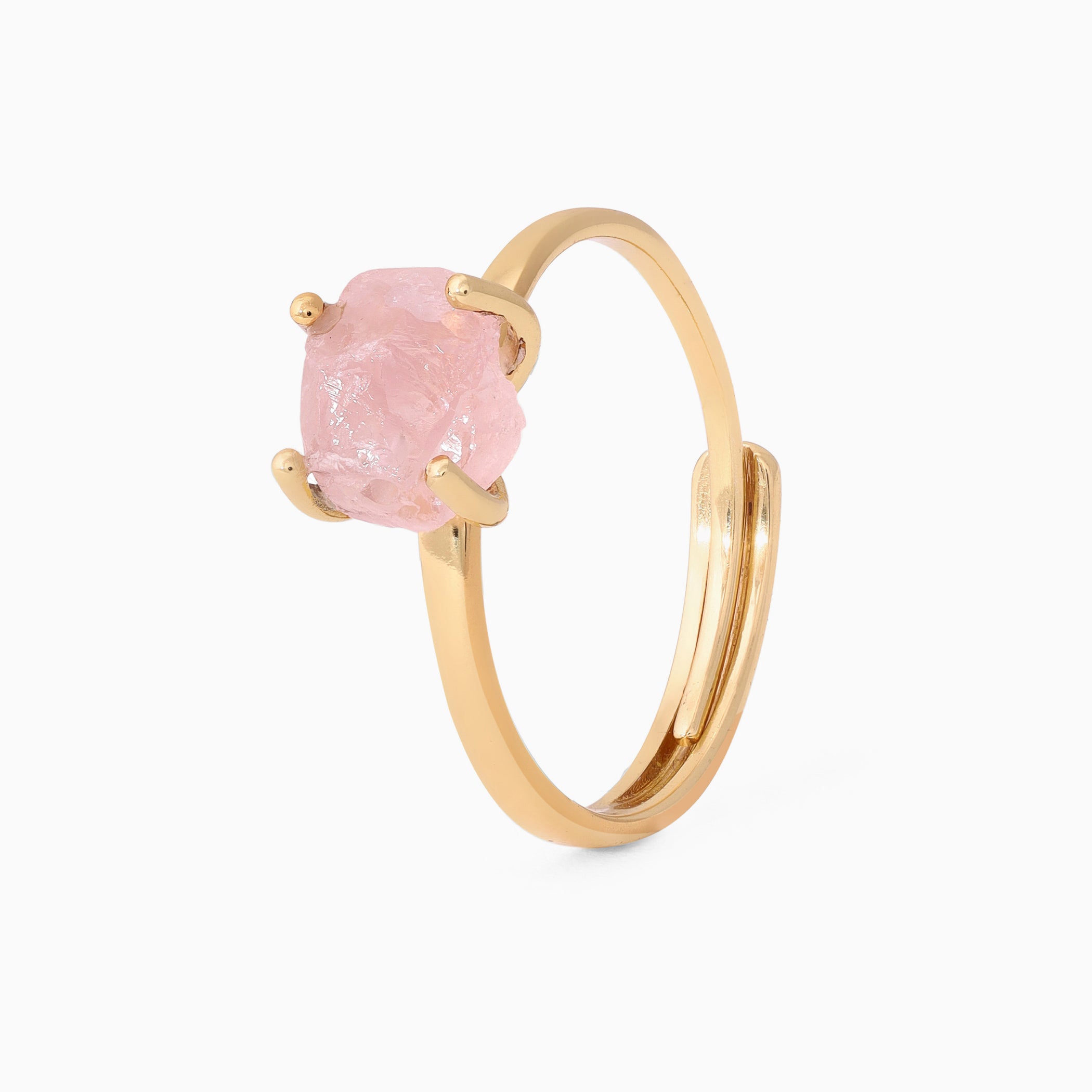 Raw Rose Quartz Ring Luna - January Birthstone