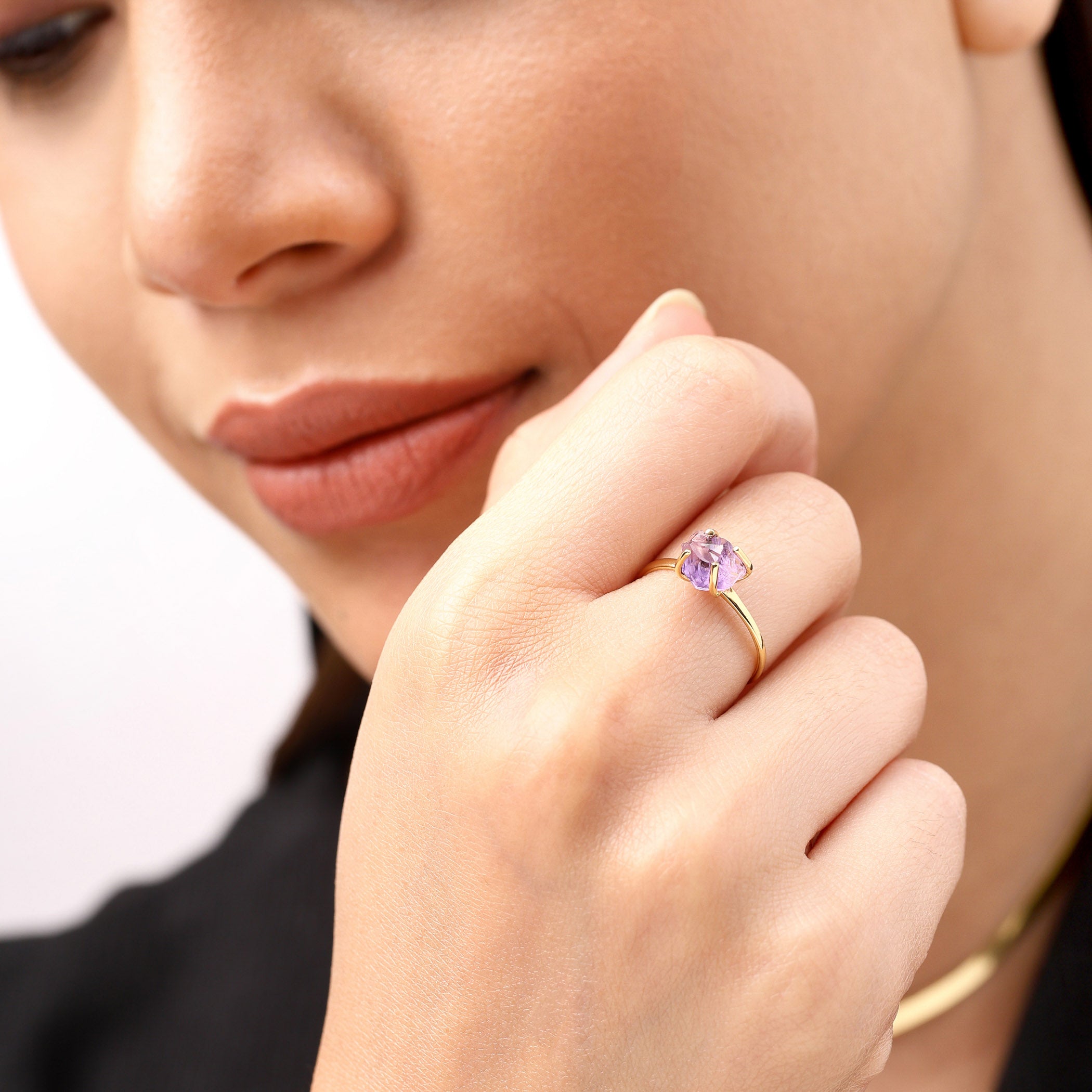 Raw Amethyst Ring Luna - February Birthstone