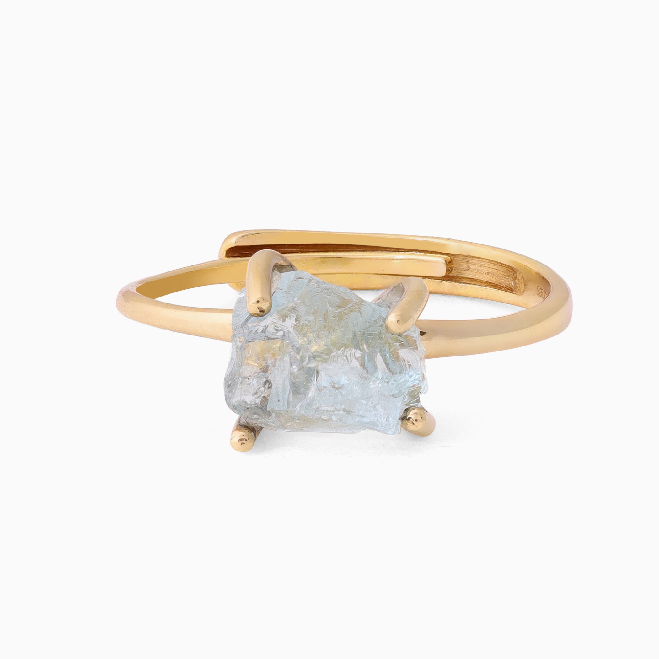 Raw Aquamarine Ring Luna - March Birthstone