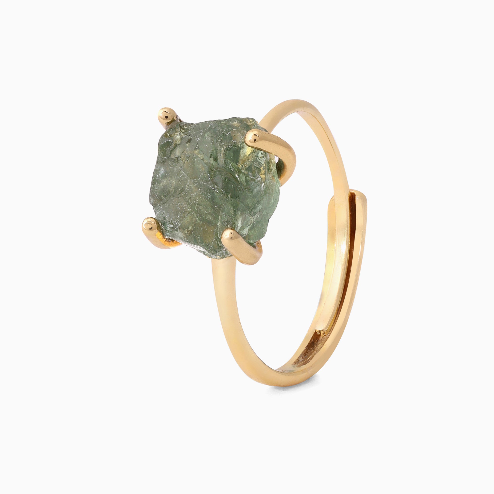 Raw Green Apatite Ring - Luna