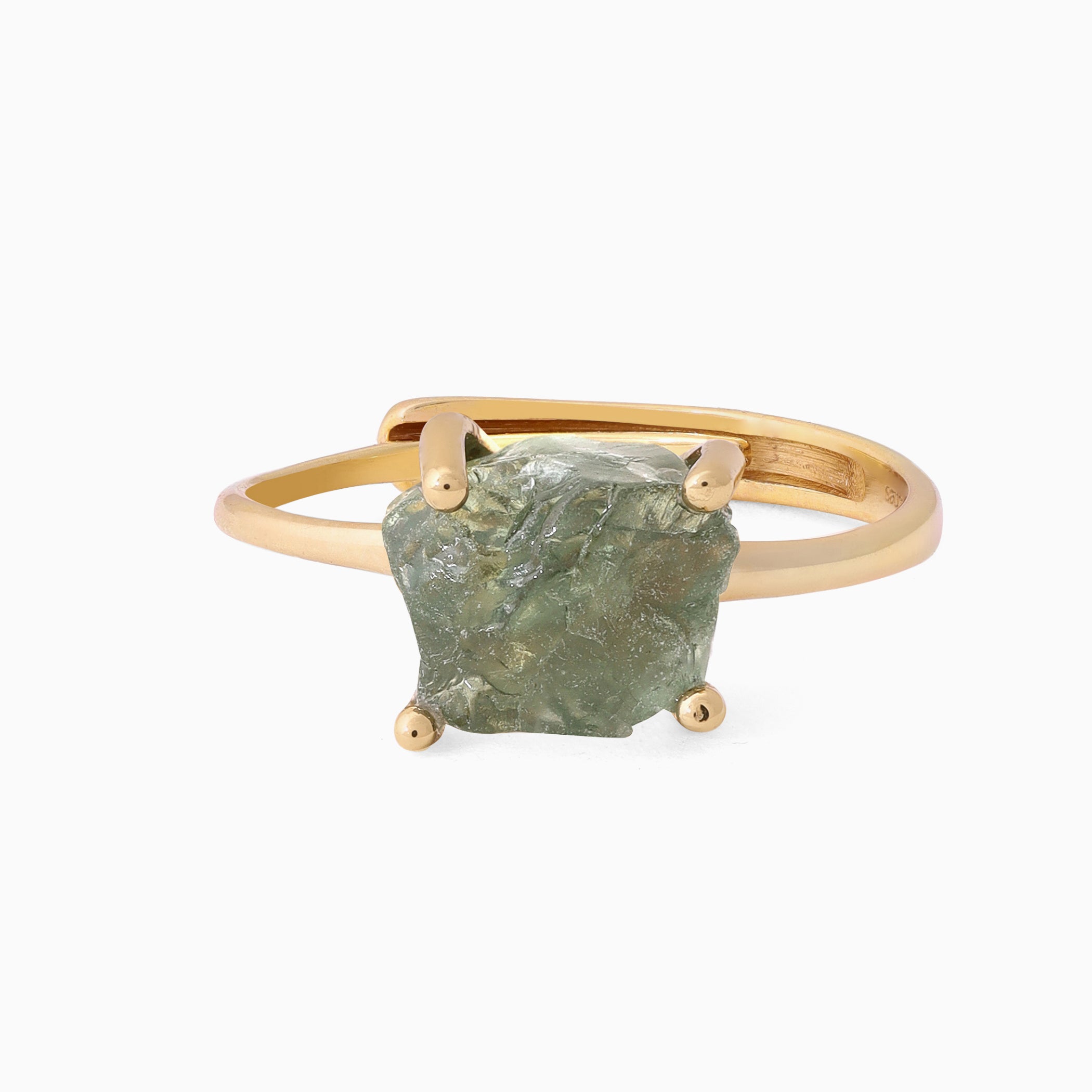 Raw Green Apatite Ring - Luna