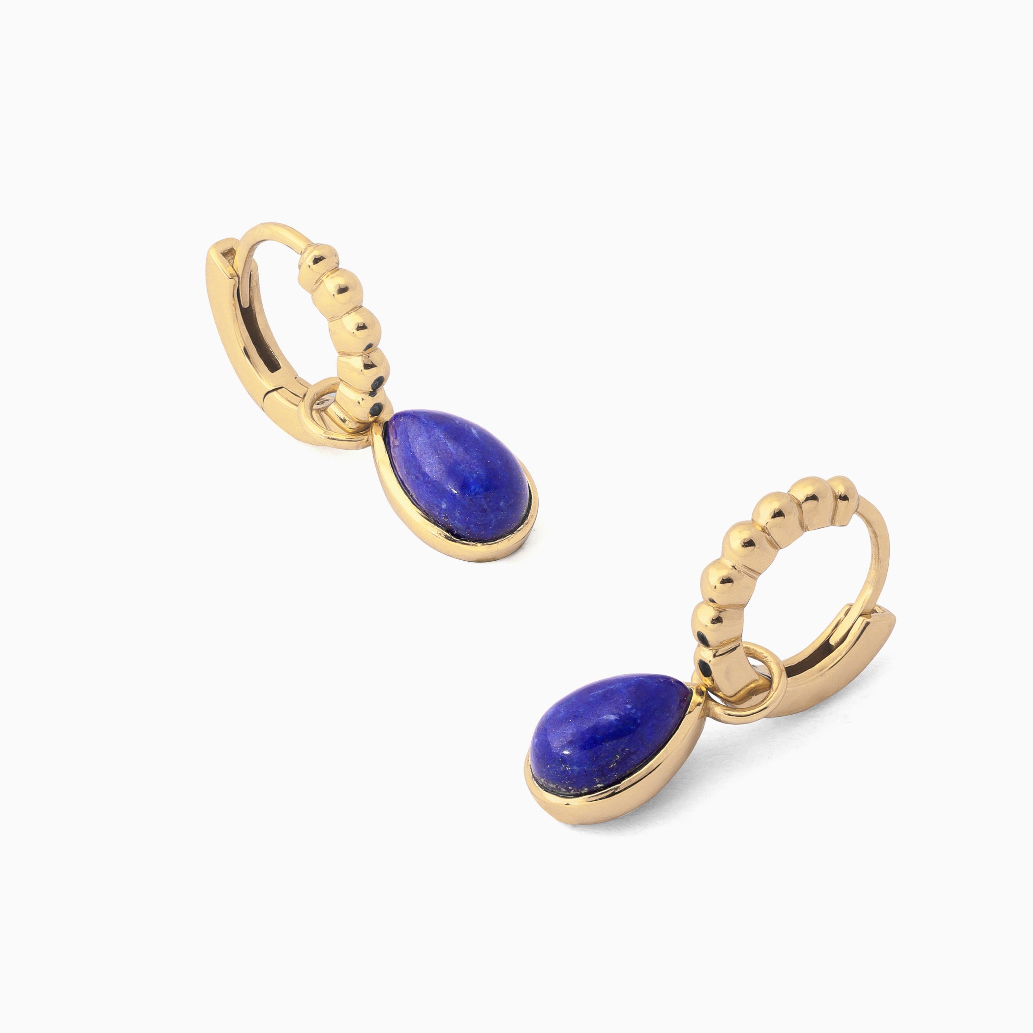 Ivy Beaded Huggie Hoops - Lapis Lazuli