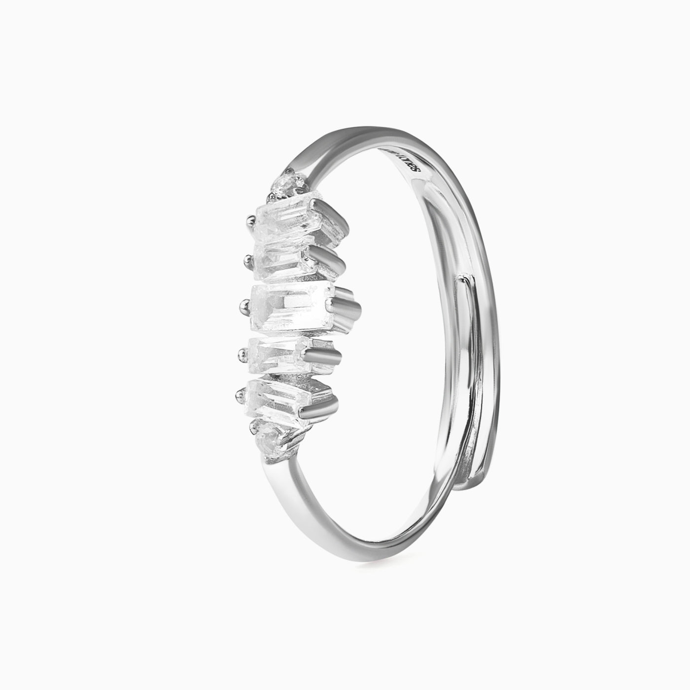 White Topaz Band Ring Regina - April Birthstone