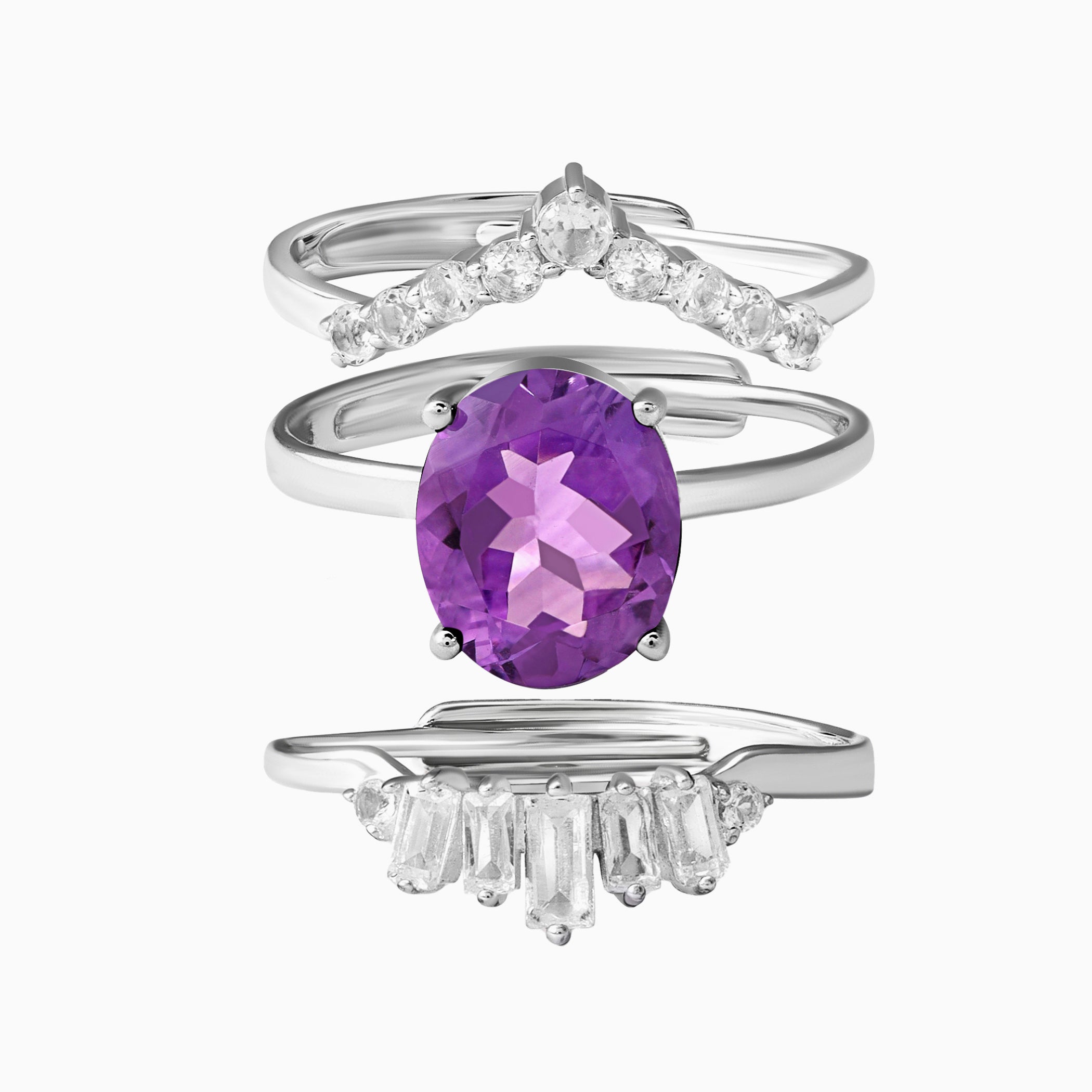 Fiona, Regina & Vanessa Band Ring - February Birthstone