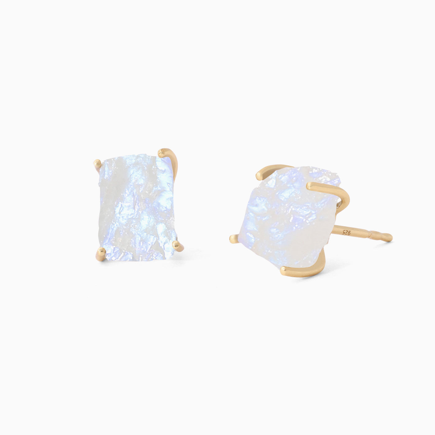 Raw Rainbow Moonstone Studs Luna - June Birthstone