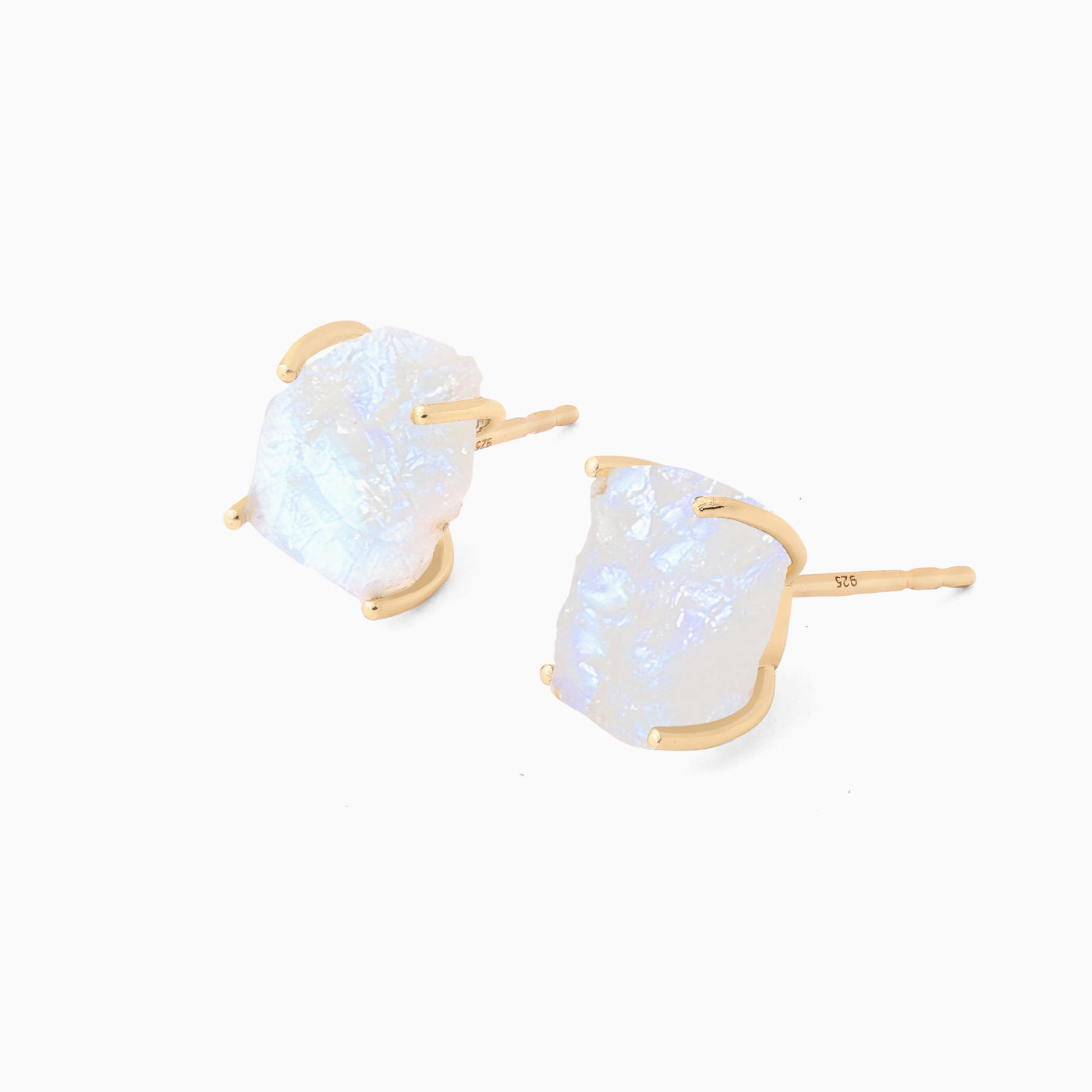 Raw Rainbow Moonstone Studs Luna - June Birthstone