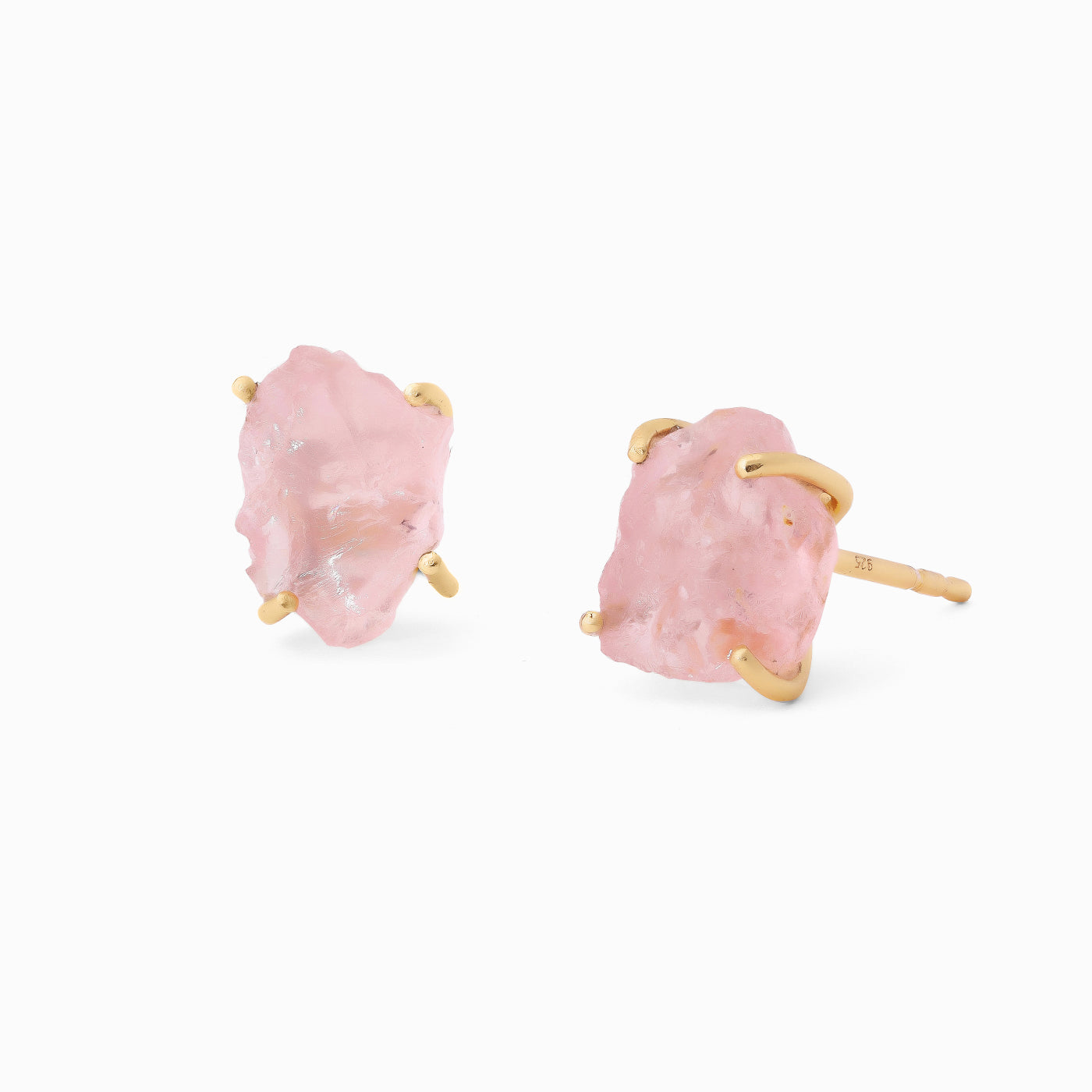 Raw Rose Quartz Studs Luna - January Birthstone