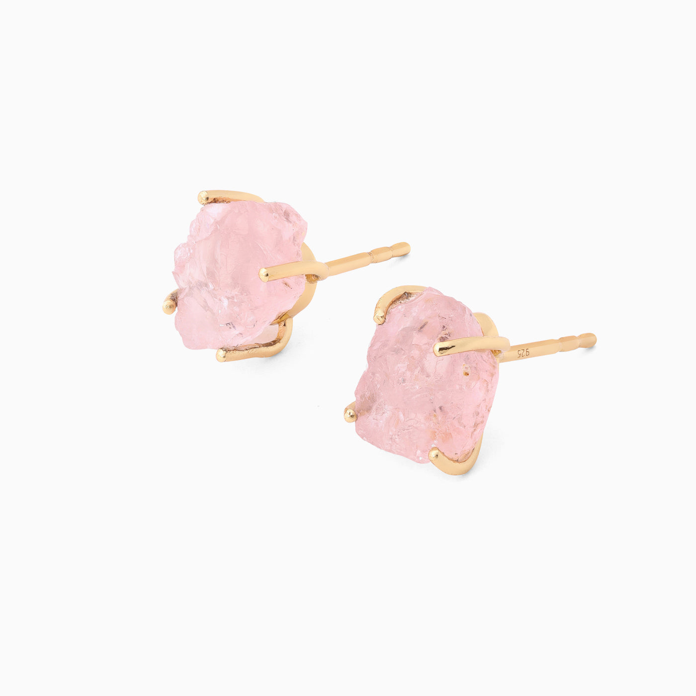 Raw Rose Quartz Studs Luna - January Birthstone