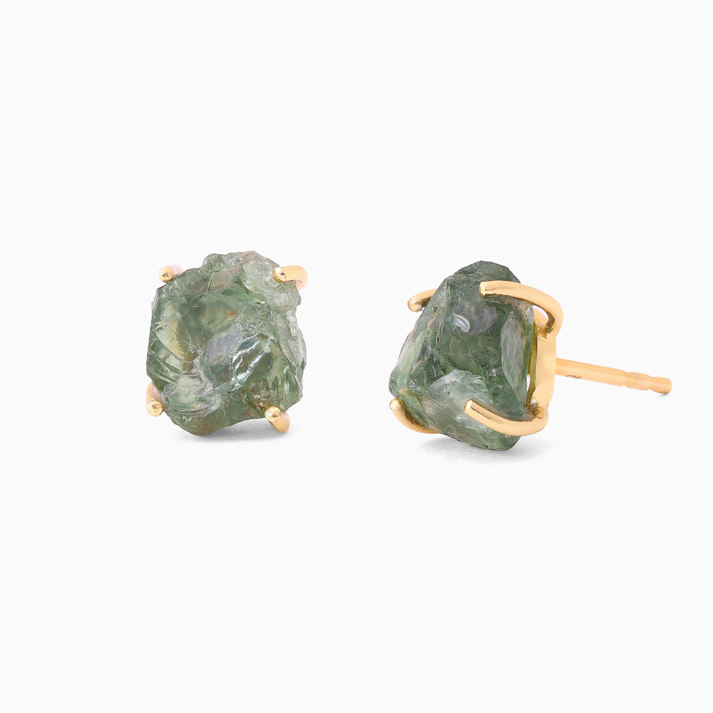 Raw Green Apatite - Luna Studs