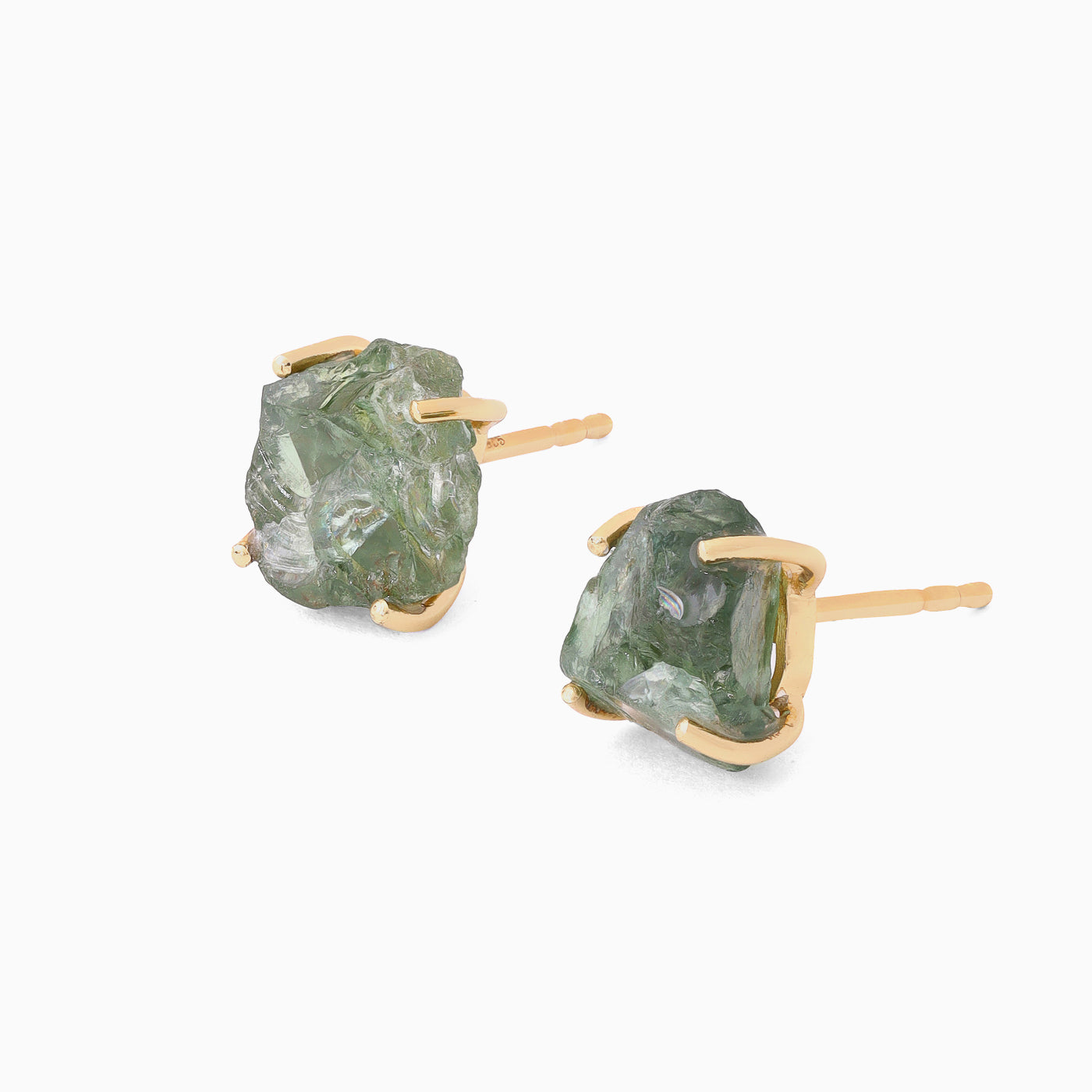 Raw Green Apatite - Luna Studs