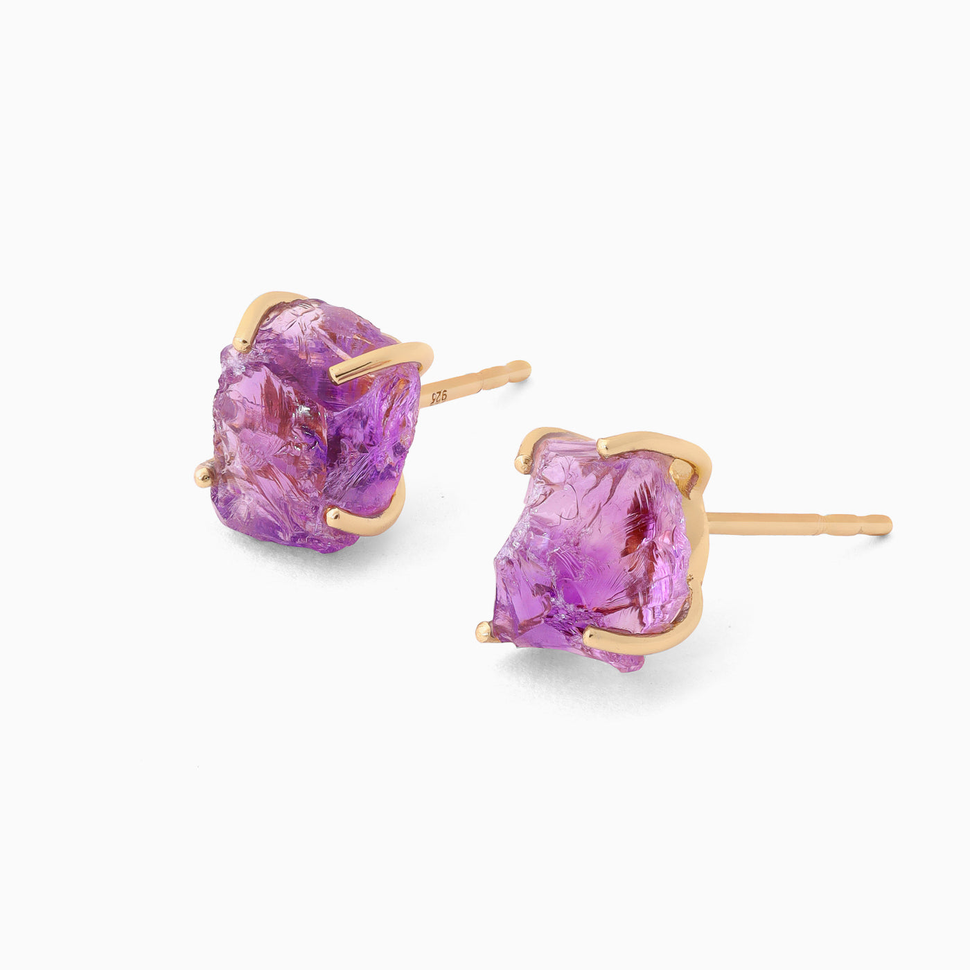 Raw Amethyst Studs Luna - February Birthstone