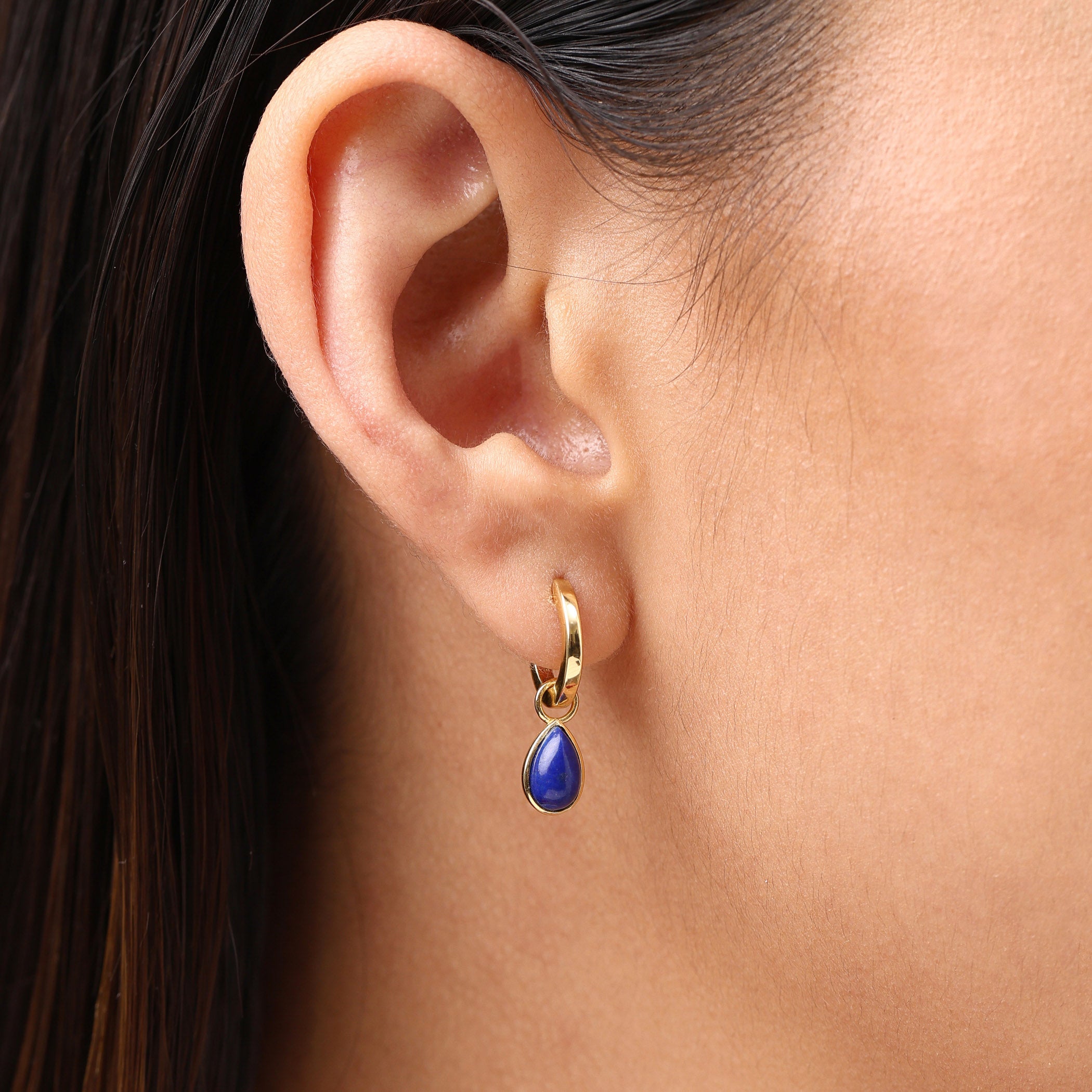 Ivy Huggie Hoops - Lapis Lazuli